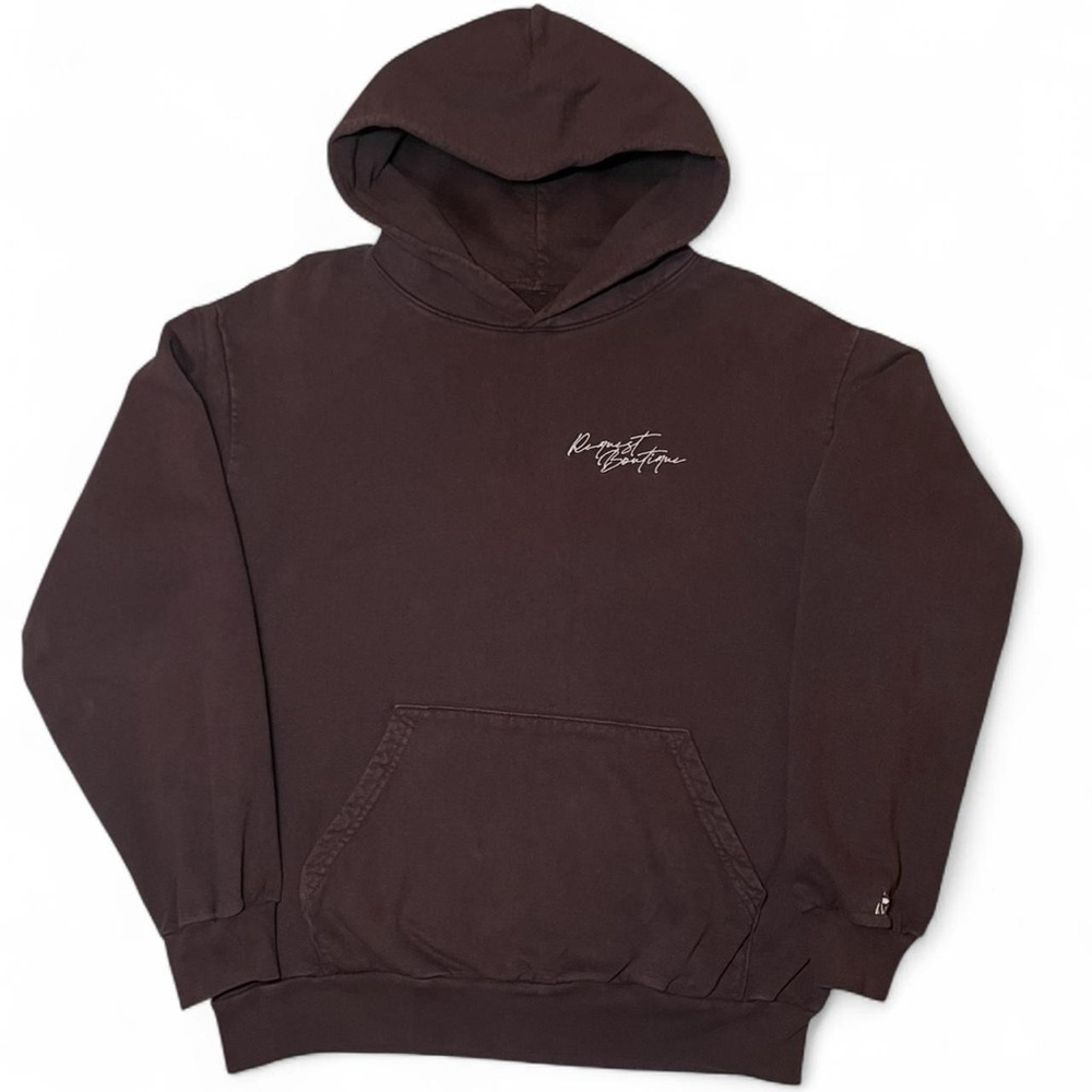 Request Boutique Brown Oversized Hoodie Men’s Size Large Chest & Sleeve Logo